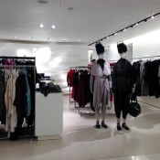 Pleats Please by Issey Miyake display at Harvey Nichols in London. Photo by alphacityguides.