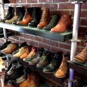 Women's boot and shoe display at Shoegasm in New York. Photo by alphacityguides.