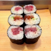 Sushi rolls at Daiwa Sushi in Tokyo. Photo by alphacityguides.