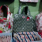 Colorful printed bags at Cath Kidston in London. Photo by alphacityguides.