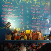 Menu with prices at Snack Dragon in New York City. Photo by alphacityguides.