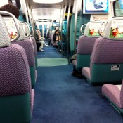 Inside the Airport Express in Hong Kong. Photo by alphacityguides.