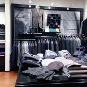 Made to measure suit display inside Scabal on Savile Row in London. Photo by alphacityguides. 