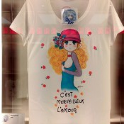 Designer t-shirt inside Uniqlo in Tokyo. Photo by alphacityguides.
