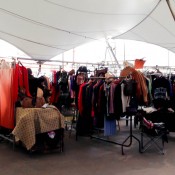Vintage clothing display at the Portobello Market in London. Photo by alphacityguides.