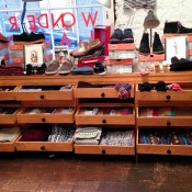 Fashion accessories display inside Topman General Store in London. Photo by alphacityguides.