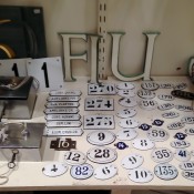 Vintage flat numbers at Chole Alberry in London. Photo by alphacityguides.