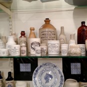 Vintage ceramic kitchen bottles in London. Photo by alphacityguides.