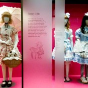 Sweet Lolita costumes from a Japanese street fashion exhibit at the V&A museum in London. Photo by alphacityguides.