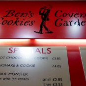 Menu at Ben's Cookies in London. Photo by alphacityguides.