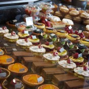 Pastry counter at La Fougasse in Paris. Photo by alphacityguides.