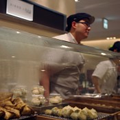 Dumplings in the food hall at Isetan. 