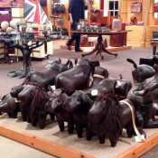 Leather toy animals at Fortnum and Mason in London. Photo by alphacityguides.