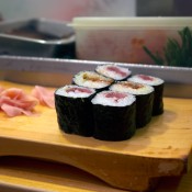 Sushi rolls at Daiwa Sushi in Tokyo. Photo by alphacityguides.